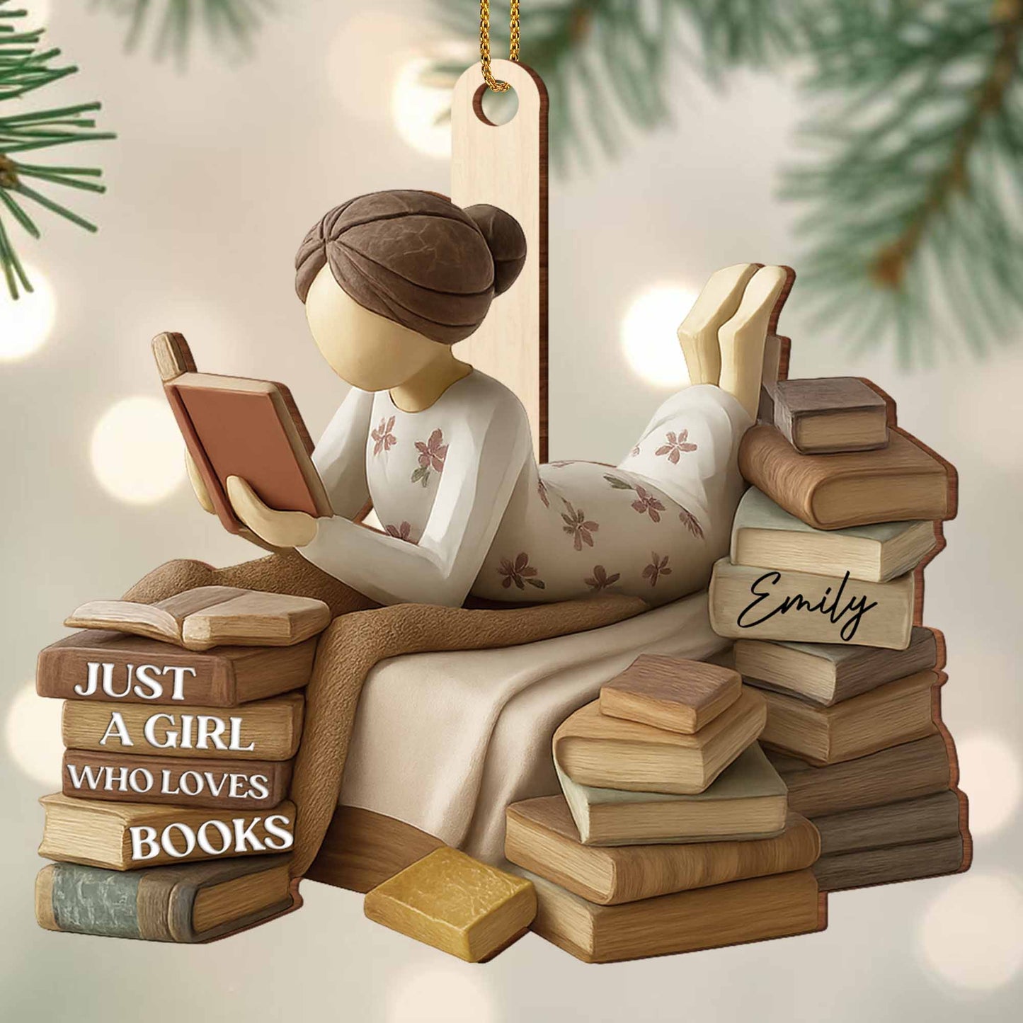 Just A Girl Who Loves Books Custom Ornament