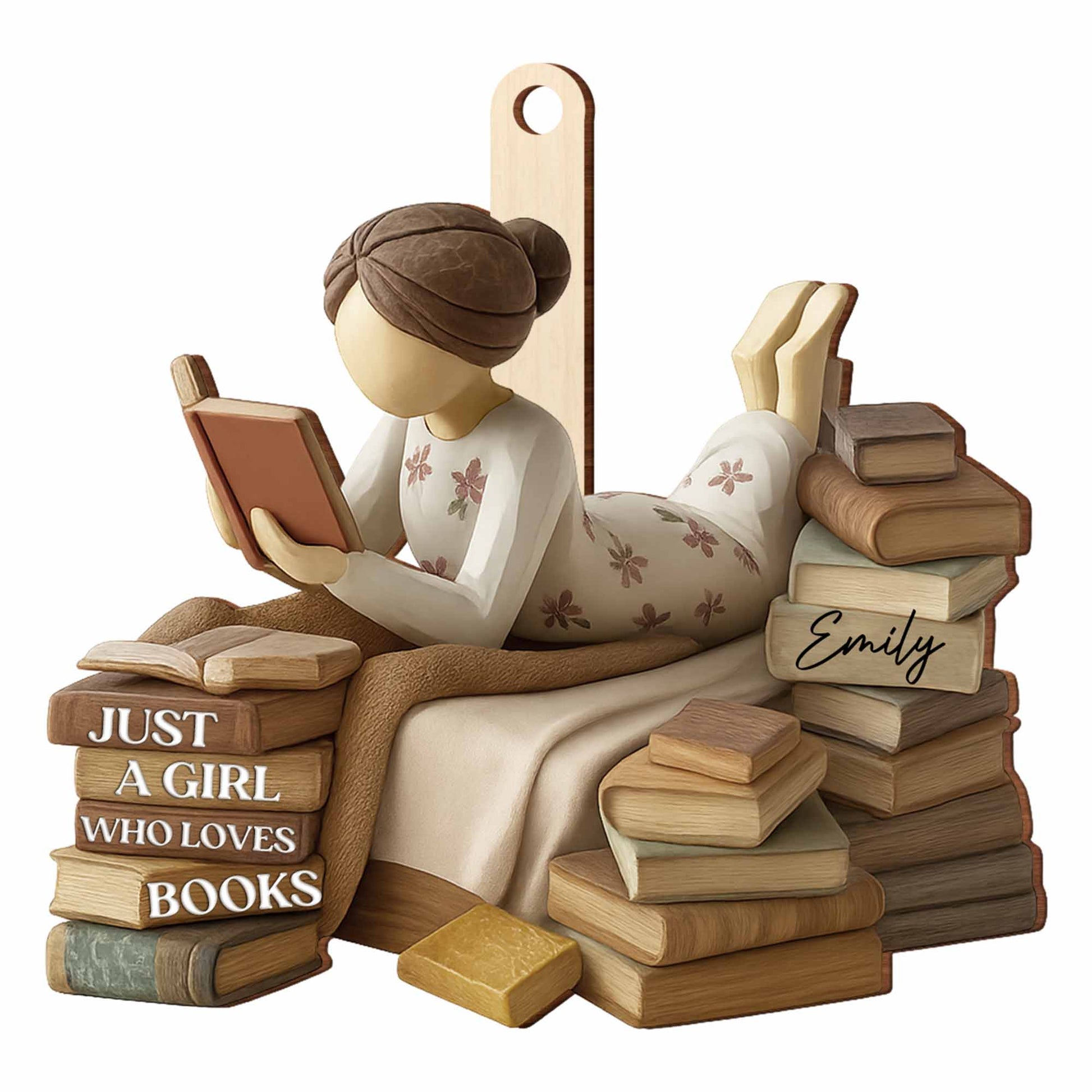 Just A Girl Who Loves Books Custom Ornament