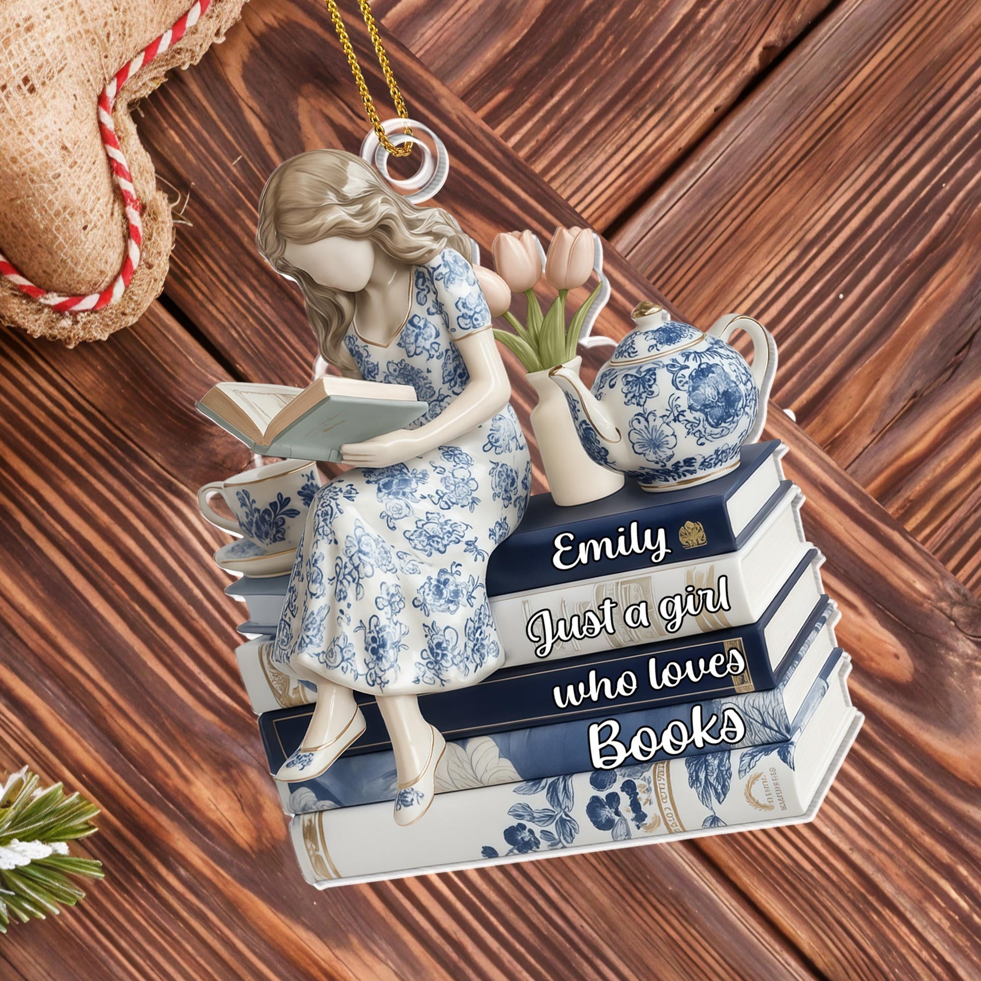 Just A Girl Who Loves Books, Tulips And Teapot