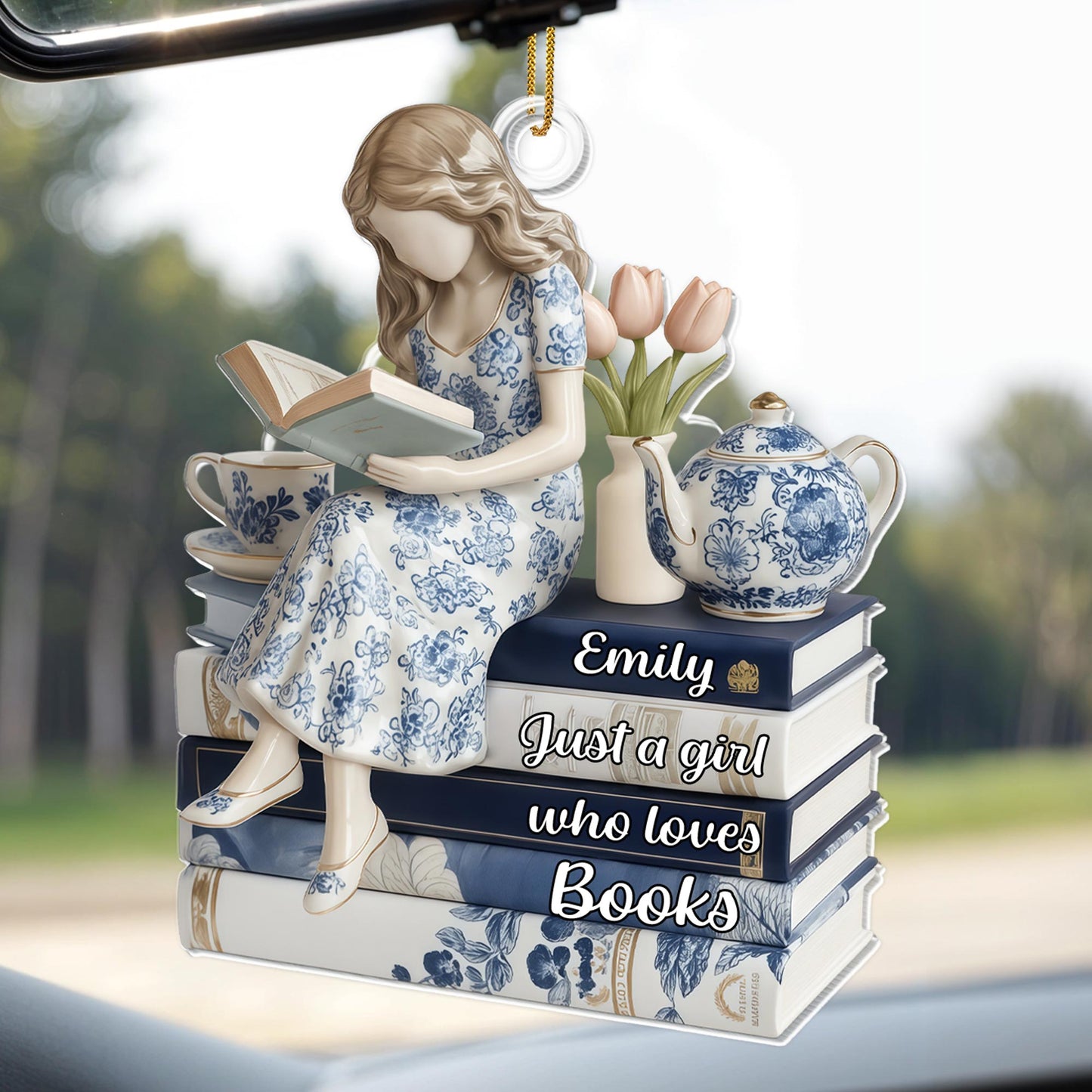 Just A Girl Who Loves Books, Tulips And Teapot