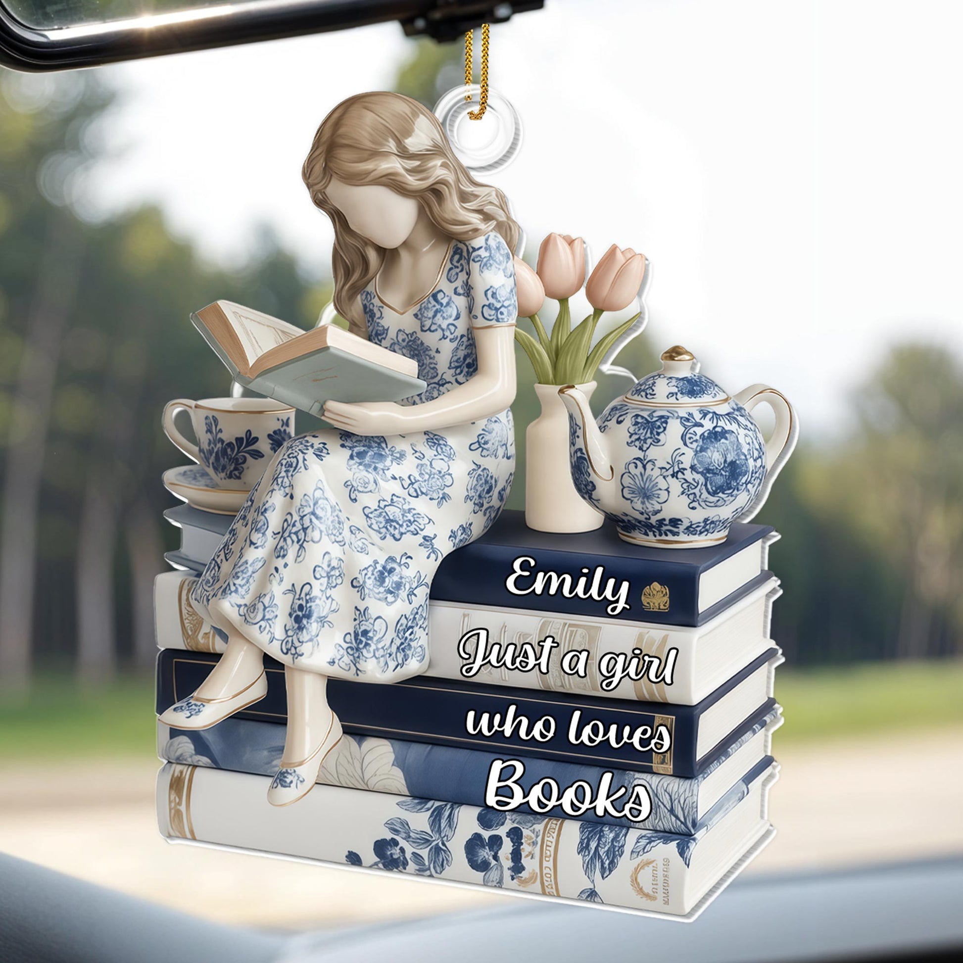 Just A Girl Who Loves Books, Tulips And Teapot