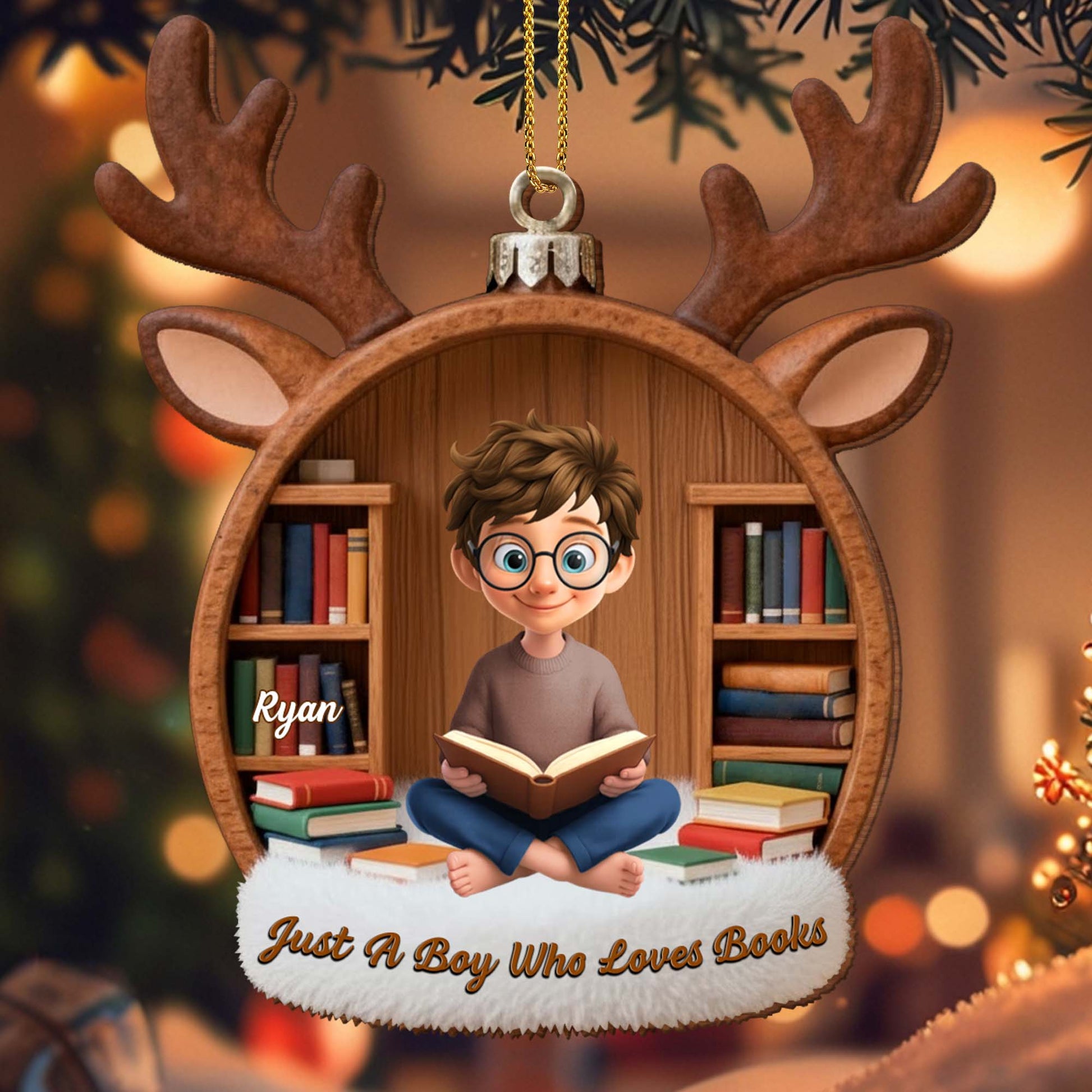 Just A Boy Who Loves Books, Reindeer Bookshelf Design