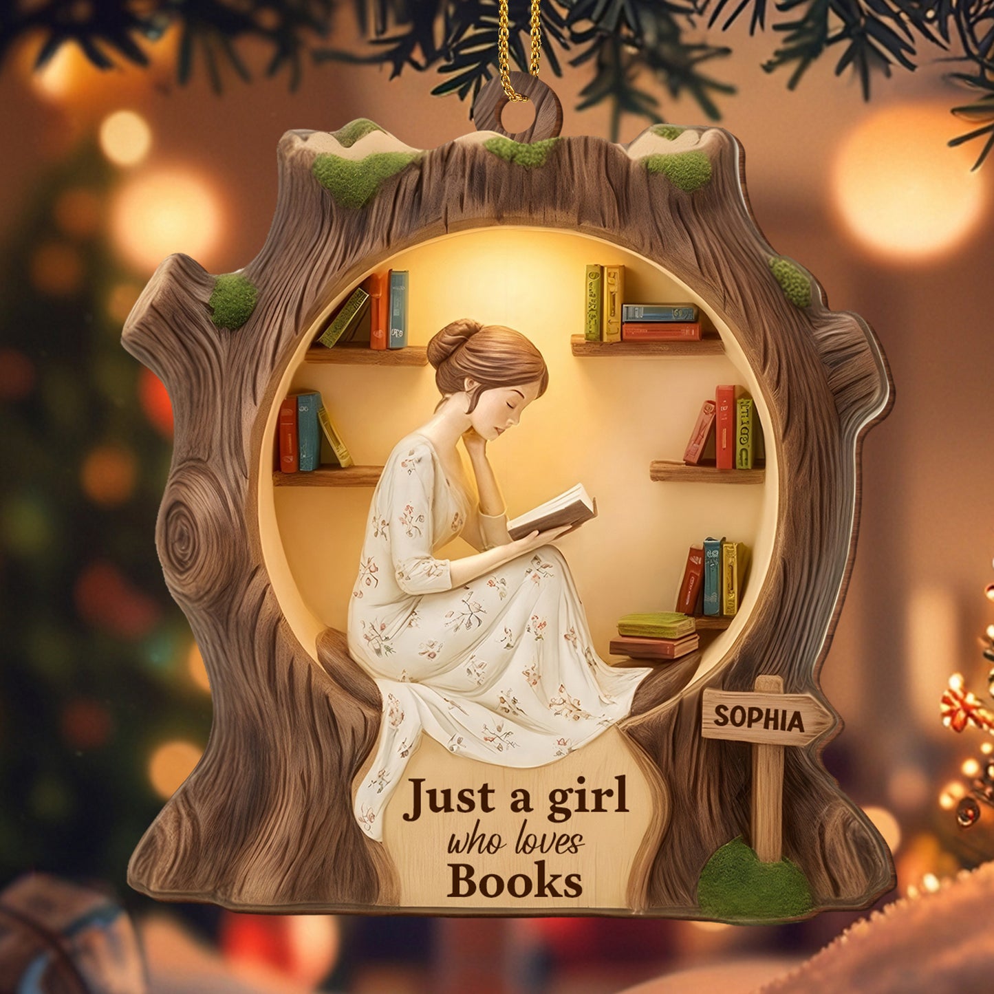 Just A Girl Who Loves Books With Tree Design