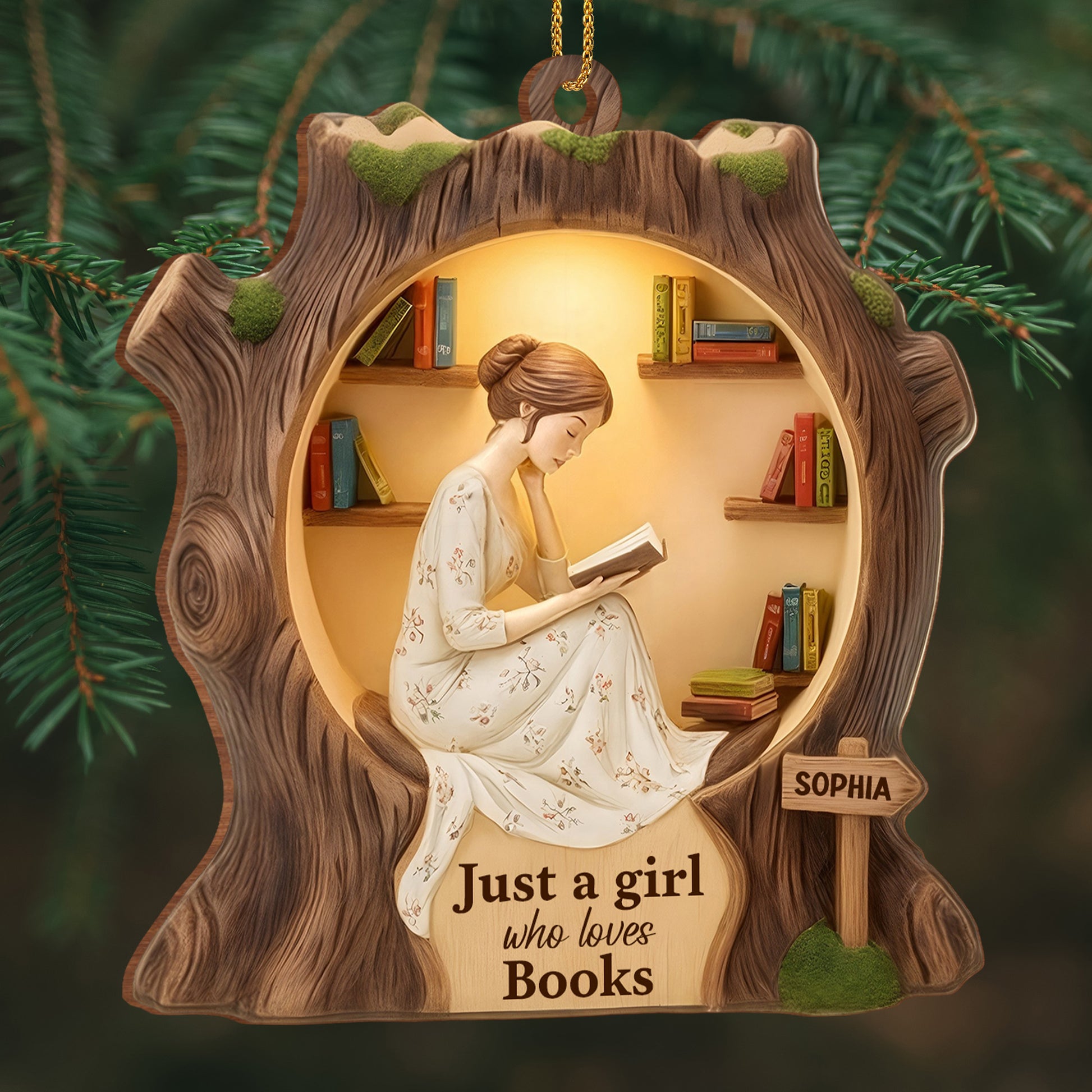 Just A Girl Who Loves Books With Tree Design