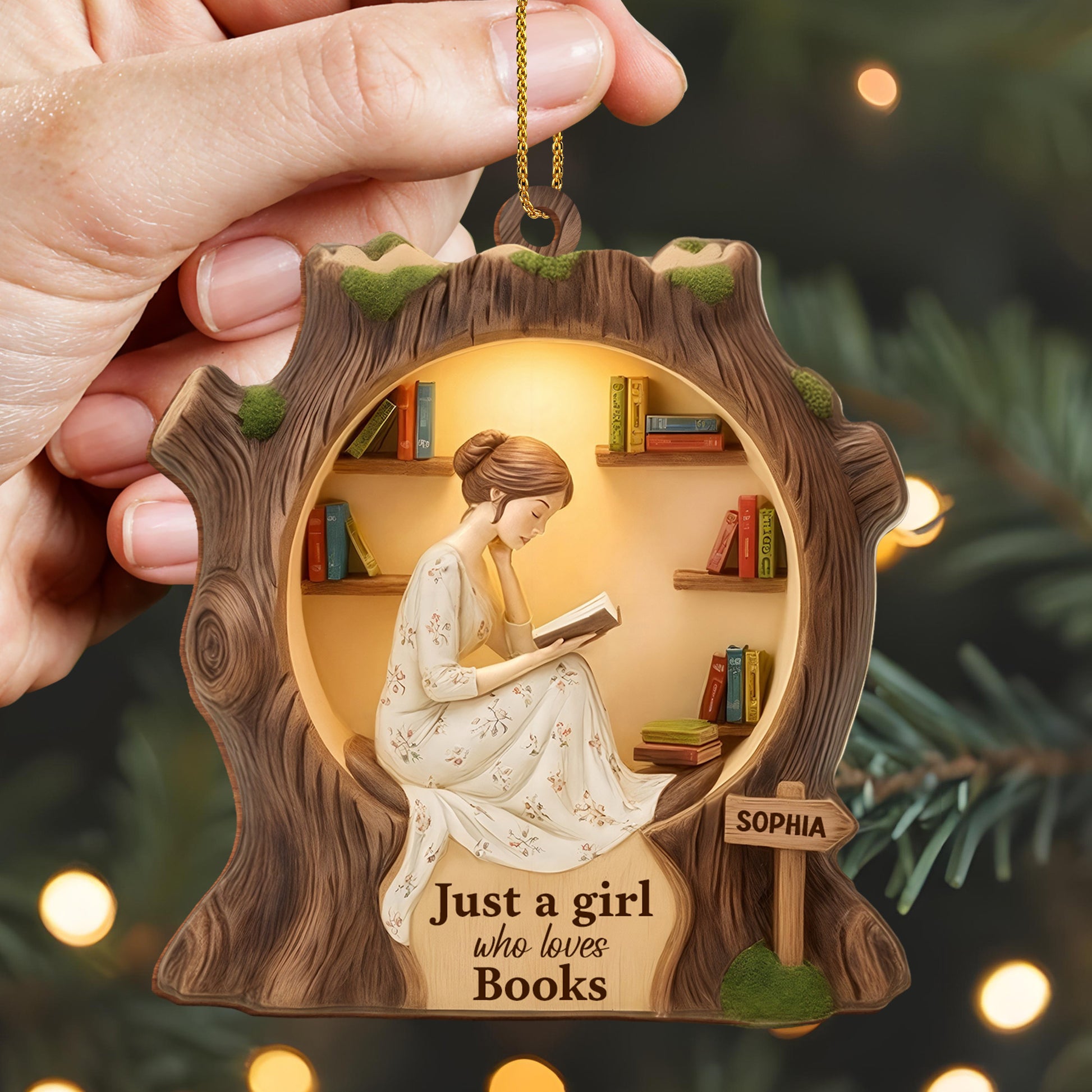 Just A Girl Who Loves Books With Tree Design