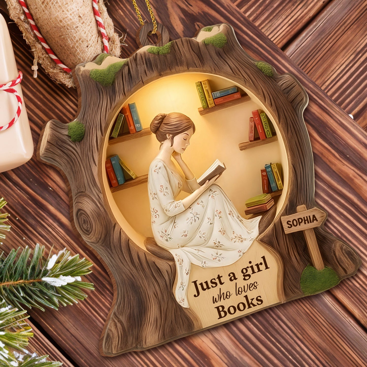 Just A Girl Who Loves Books With Tree Design