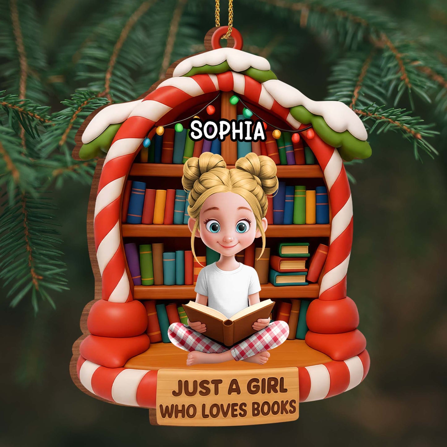 Just a Girl Who Loves Books, Personalized Ornament