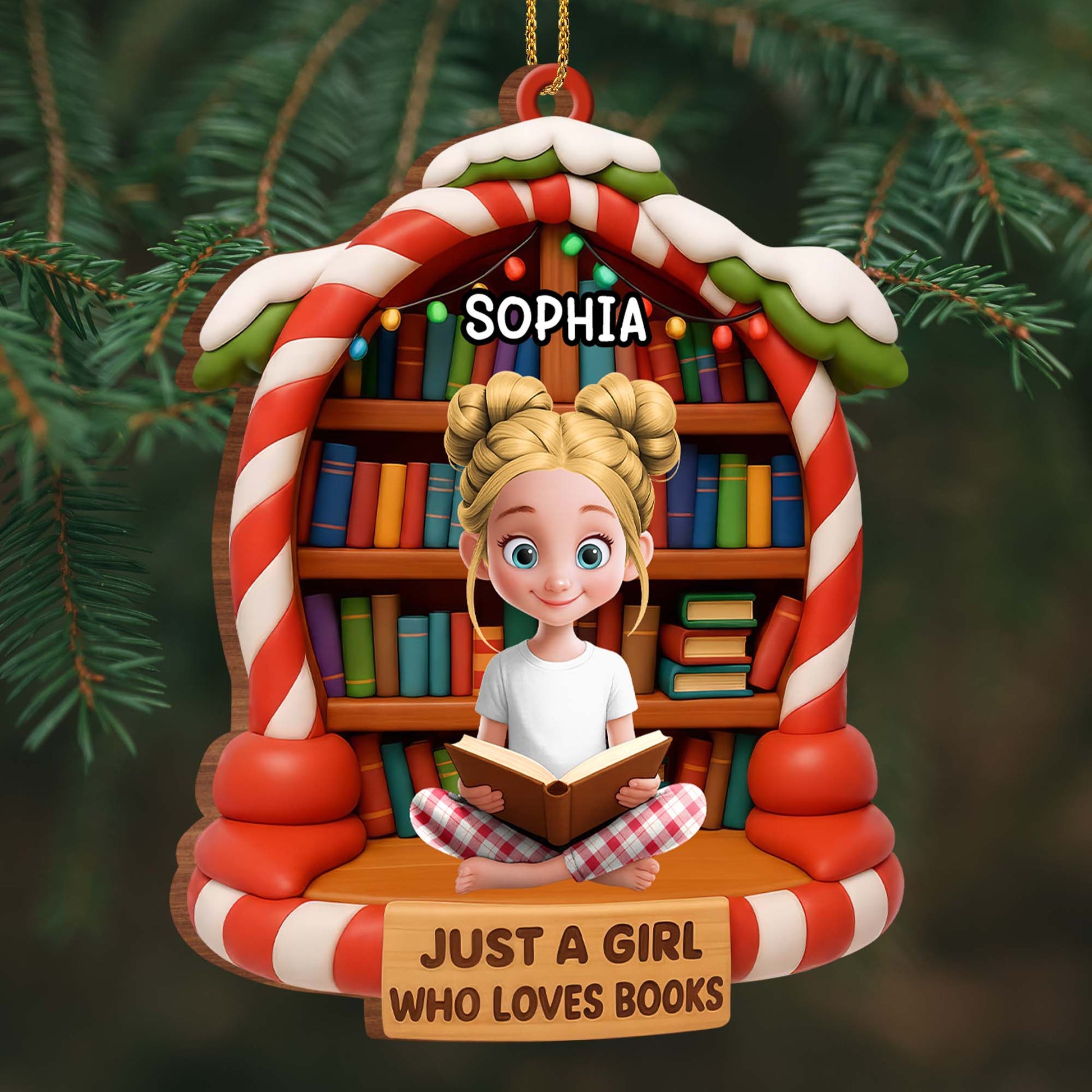 Just a Girl Who Loves Books, Personalized Ornament