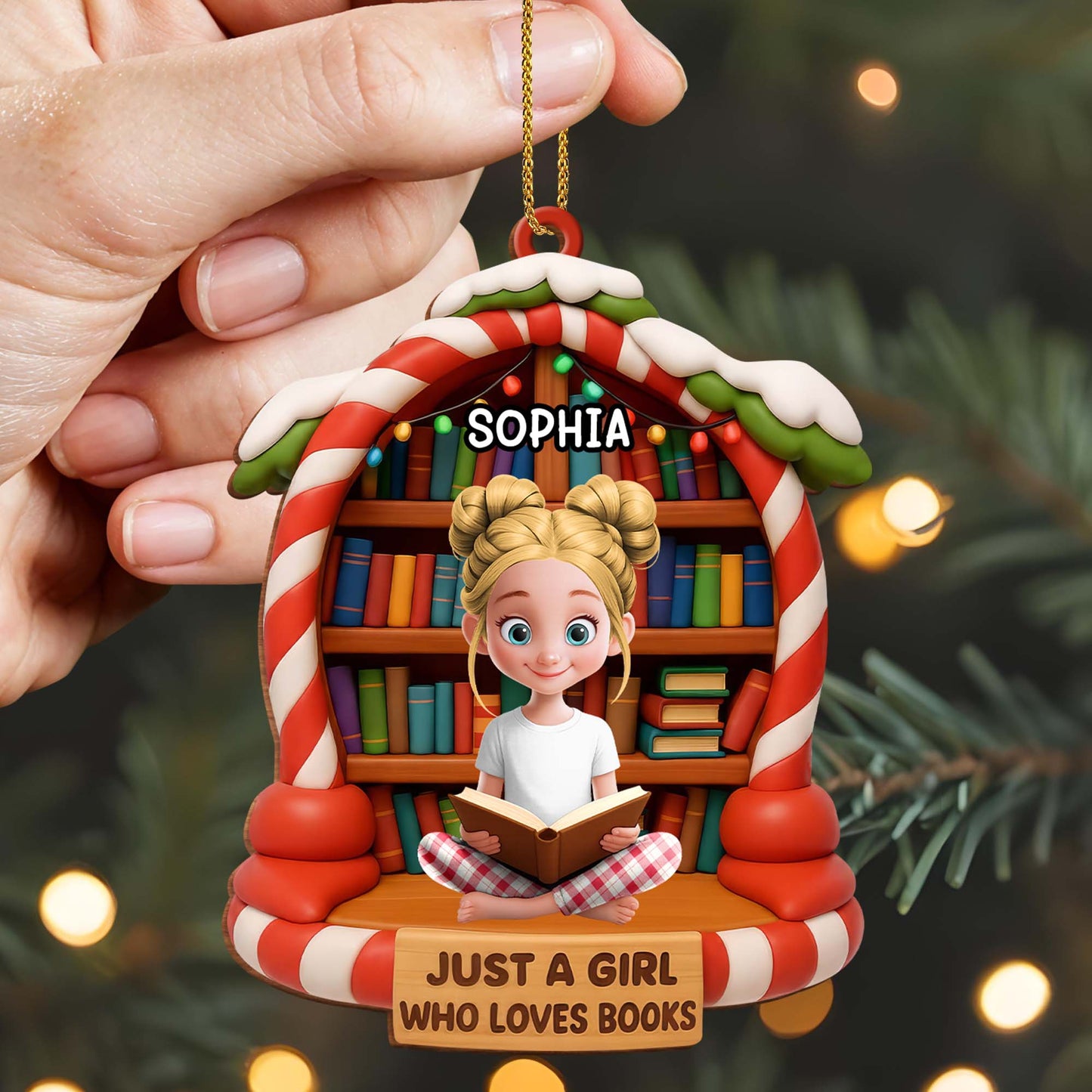 Just a Girl Who Loves Books, Personalized Ornament