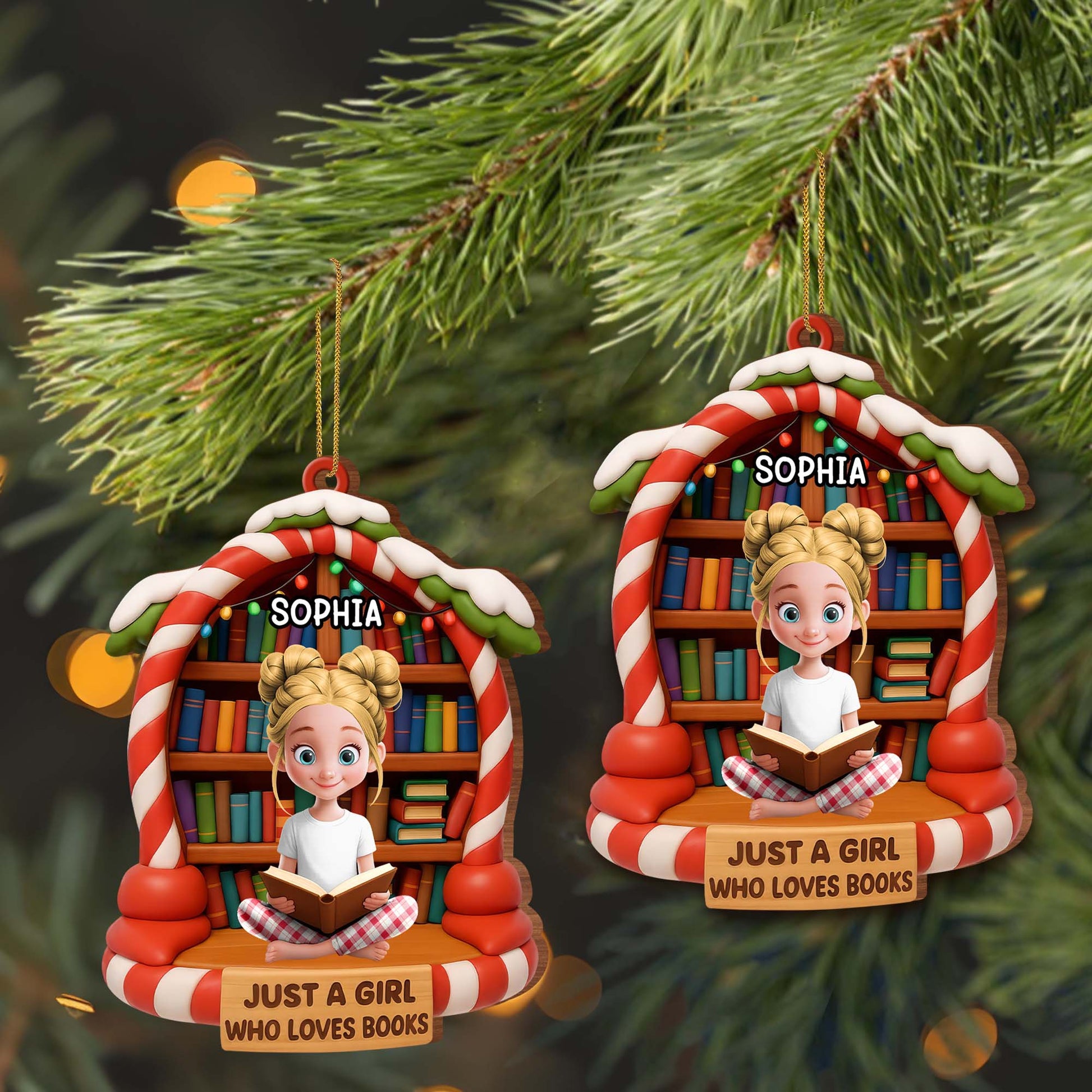 Just a Girl Who Loves Books, Personalized Ornament