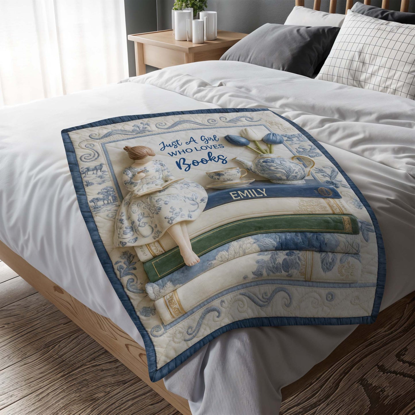 Just A Girl Who Loves Books With Teacup And Vase