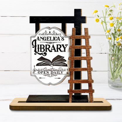 To My Beloved Open Daily at My Library, Book and Ladder Decor