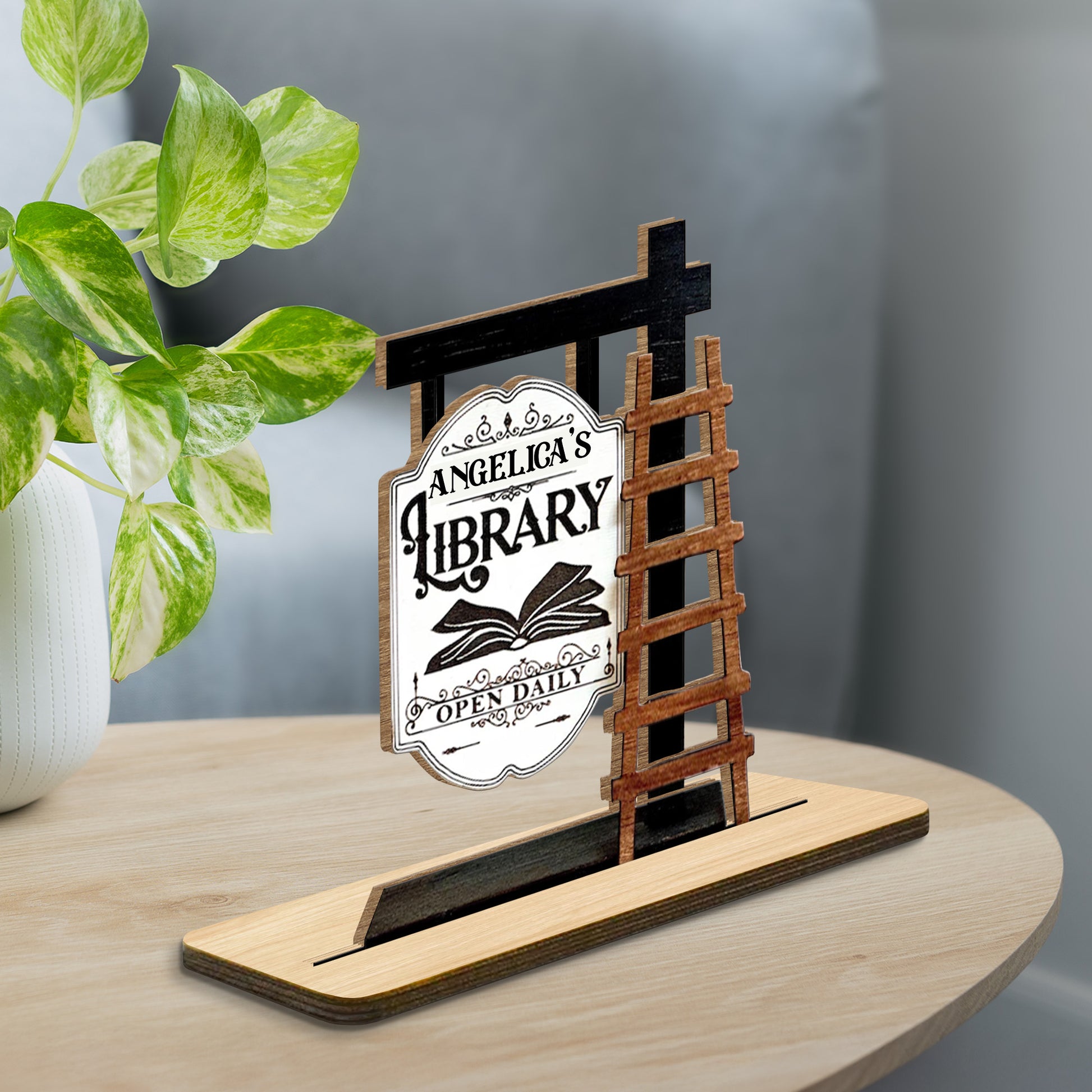 To My Beloved Open Daily at My Library, Book and Ladder Decor