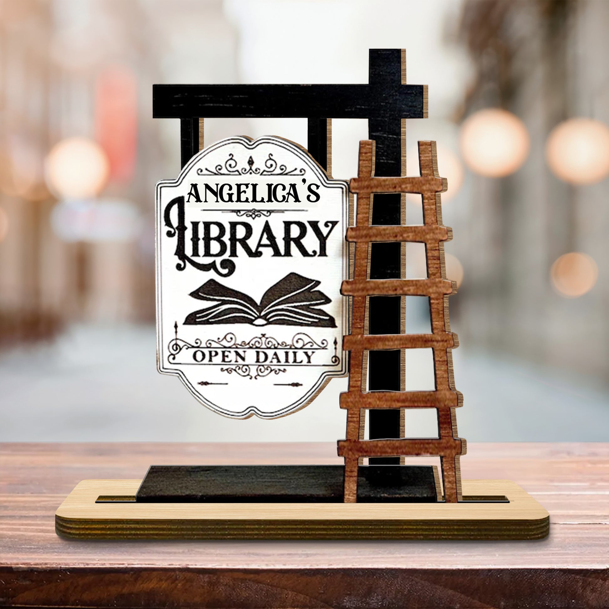 To My Beloved Open Daily at My Library, Book and Ladder Decor