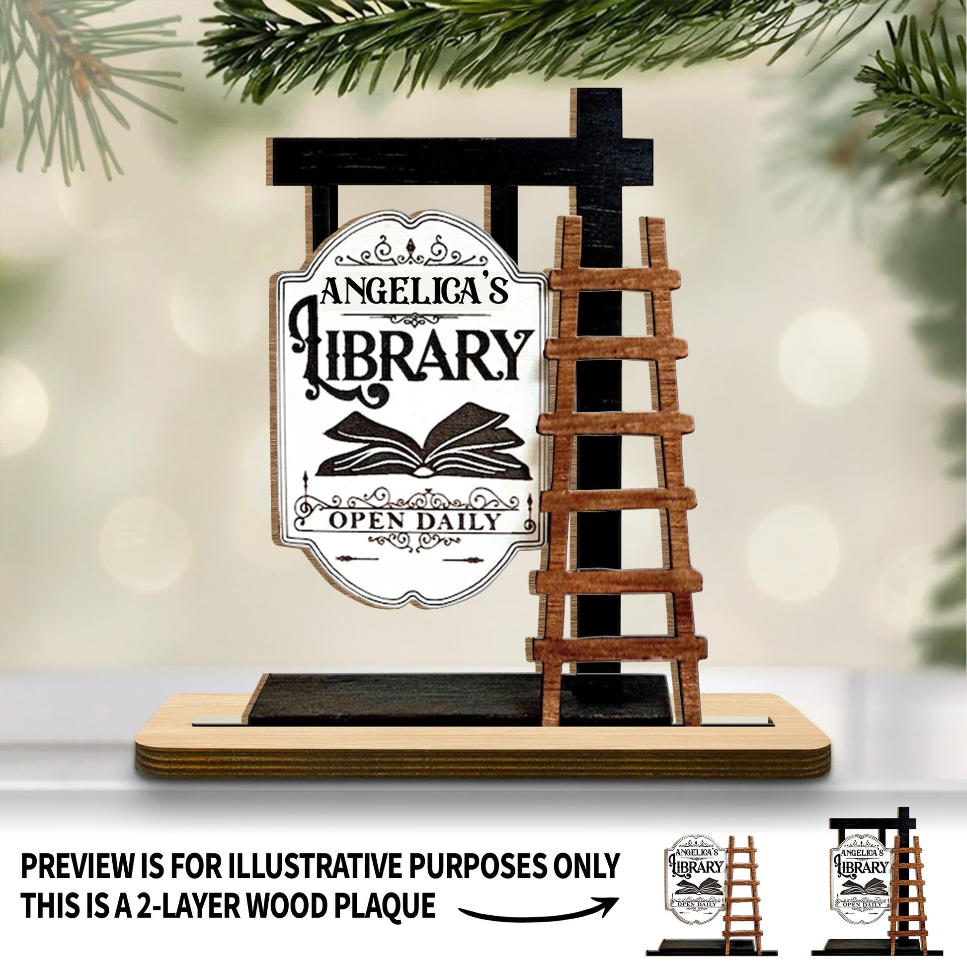 To My Beloved Open Daily at My Library, Book and Ladder Decor