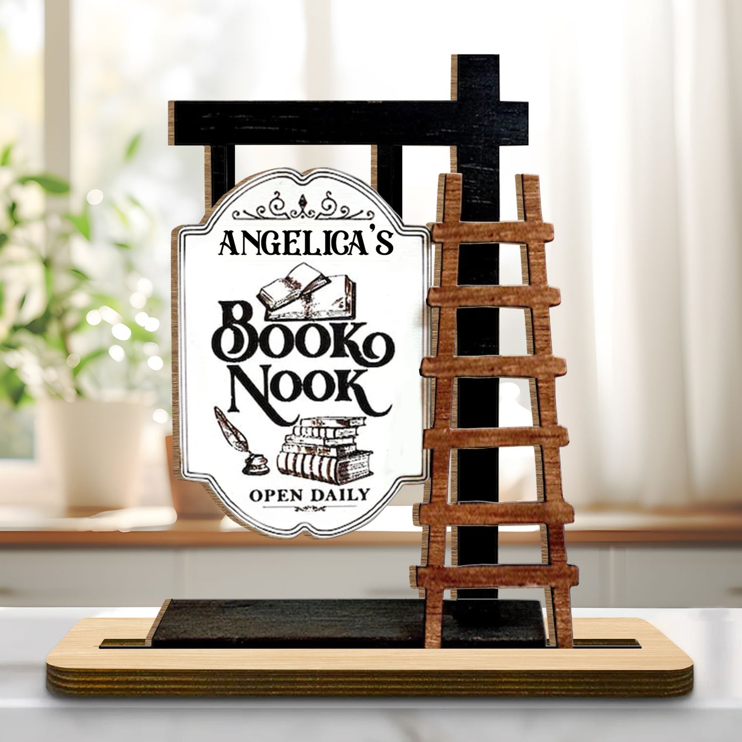 To My Beloved Open Daily at My Library, Book and Ladder Decor