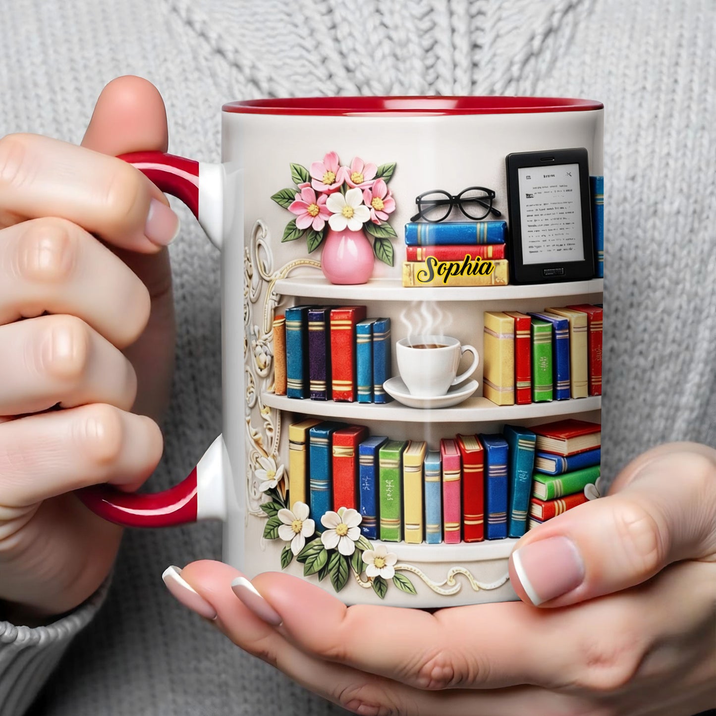 Celebrate The Beauty Of Knowledge And Comfort, Books And Coffee Cup Design