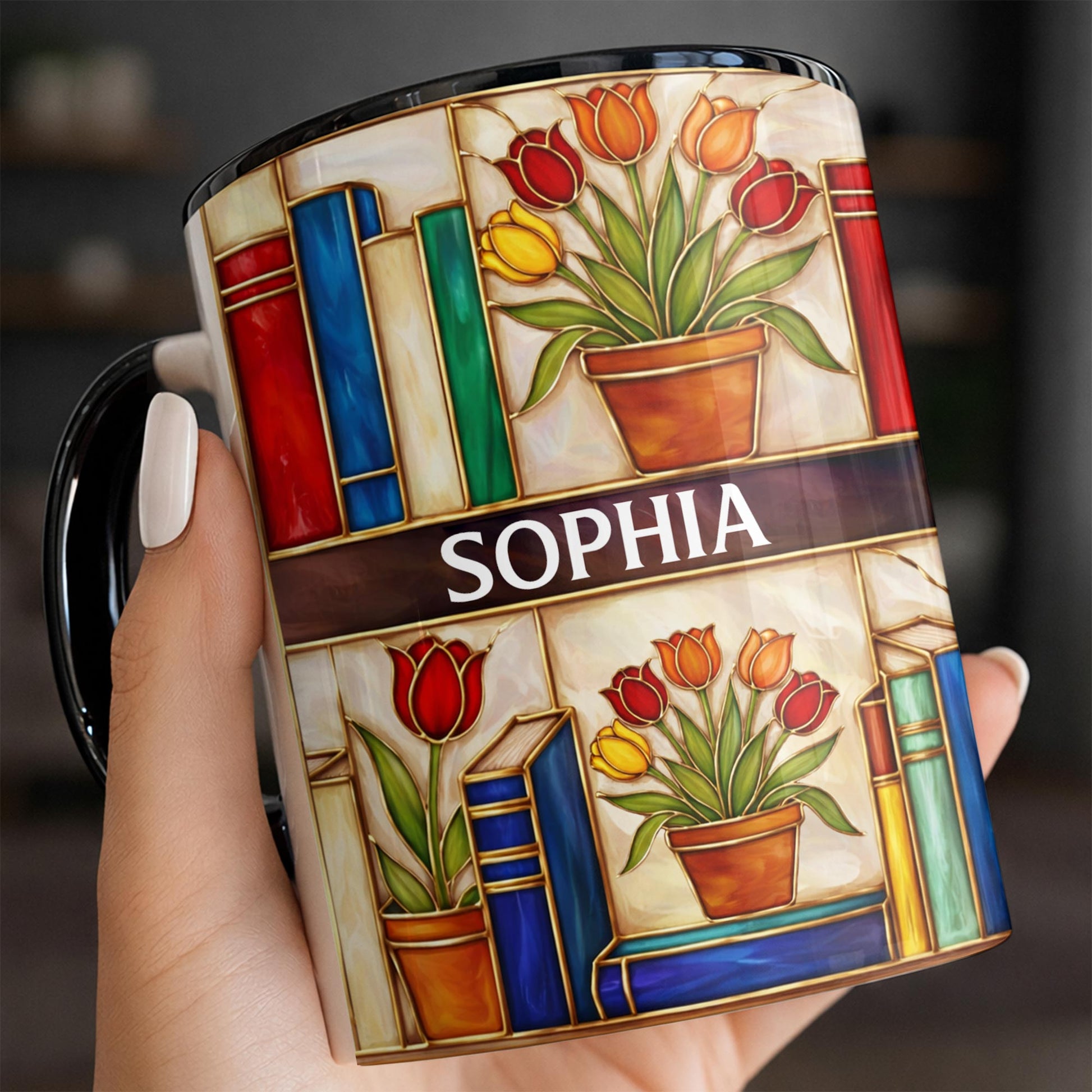 To My Favorite Book Lover, Books And Tulips Design