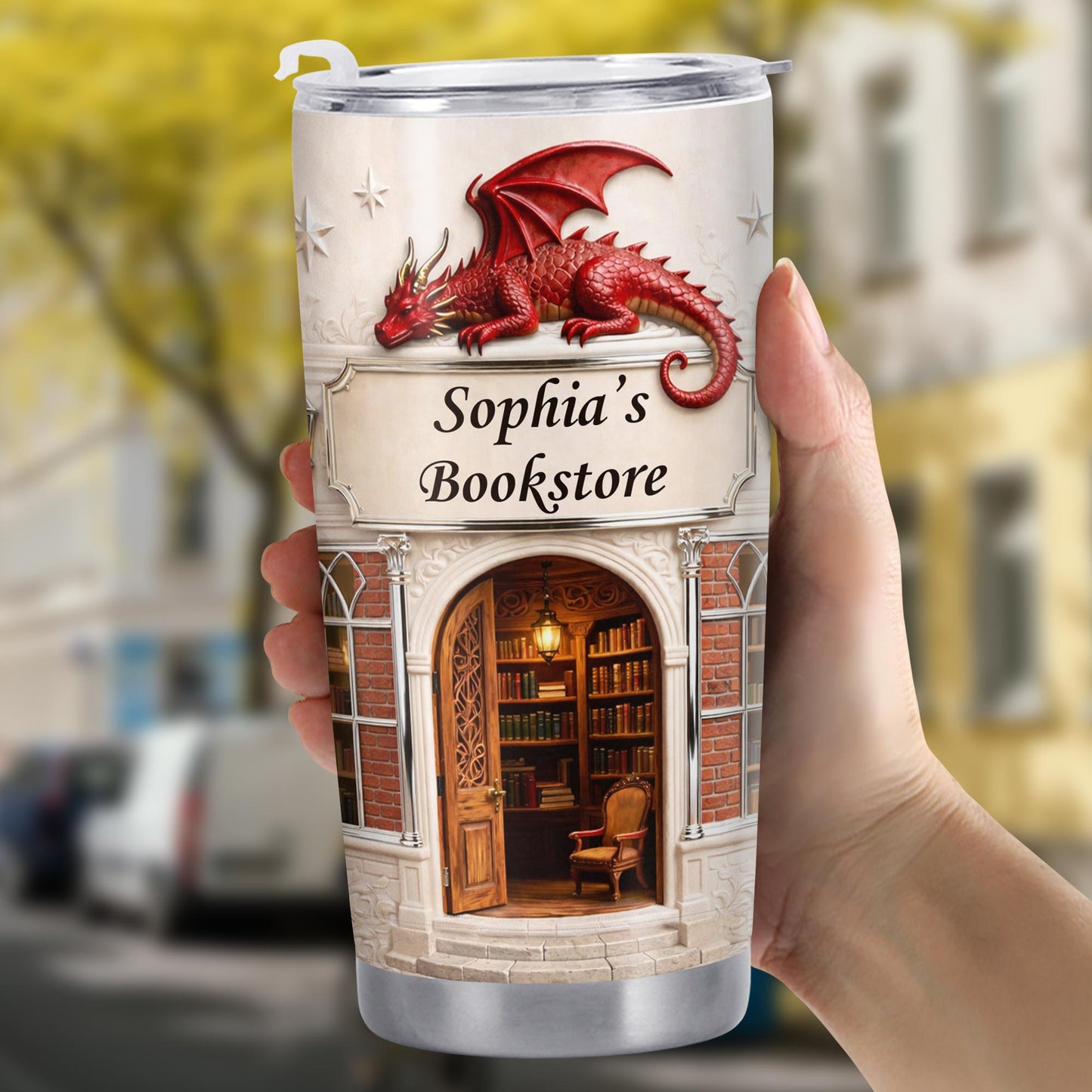 Sophia's Bookstore With Dragon And Stars