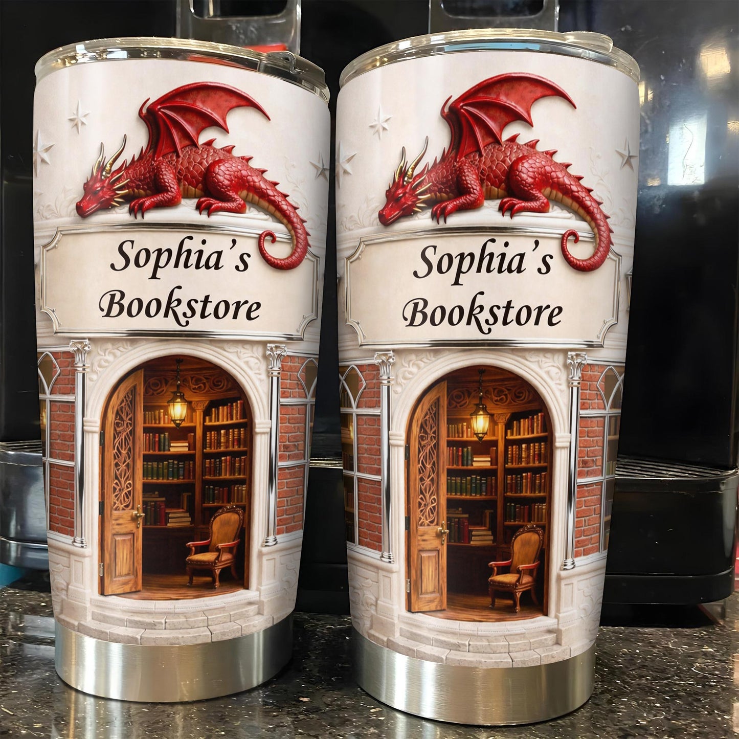 Sophia's Bookstore With Dragon And Stars