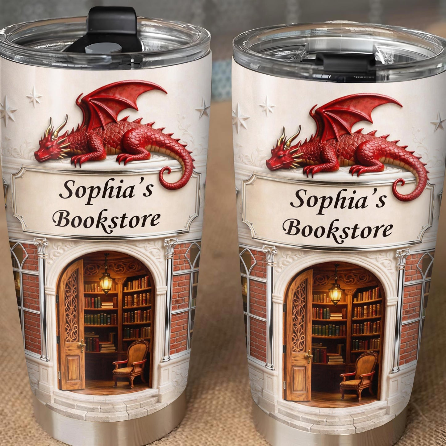 Sophia's Bookstore With Dragon And Stars