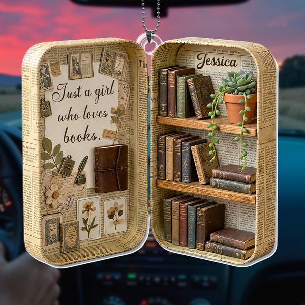 Just A Girl Who Loves Books Vintage Library Suitcase And Bookshelf