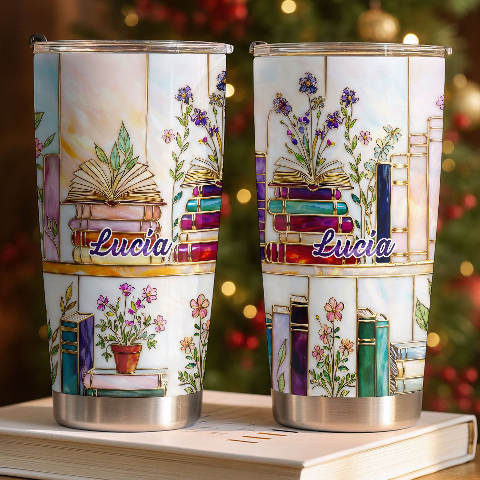 Just One More Chapter Blooming Flowers And Books Stained Glass