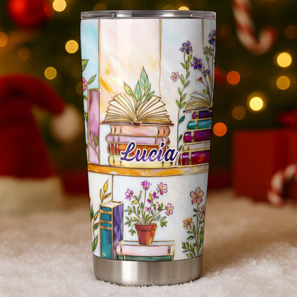 Just One More Chapter Blooming Flowers And Books Stained Glass