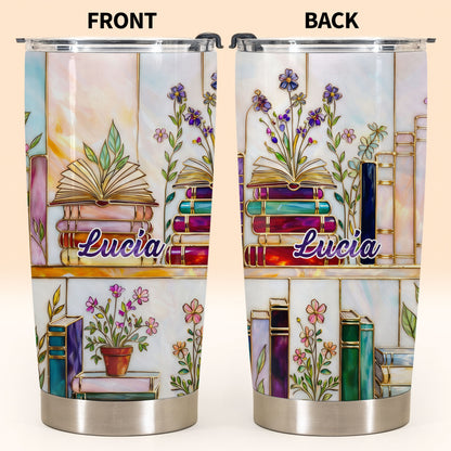 Just One More Chapter Blooming Flowers And Books Stained Glass