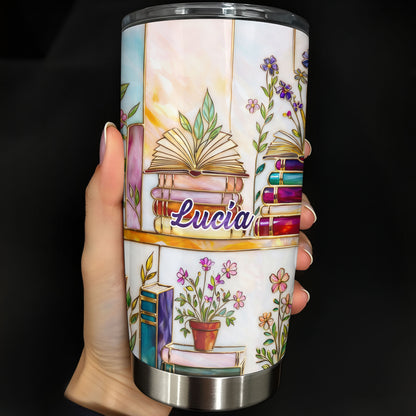 Just One More Chapter Blooming Flowers And Books Stained Glass