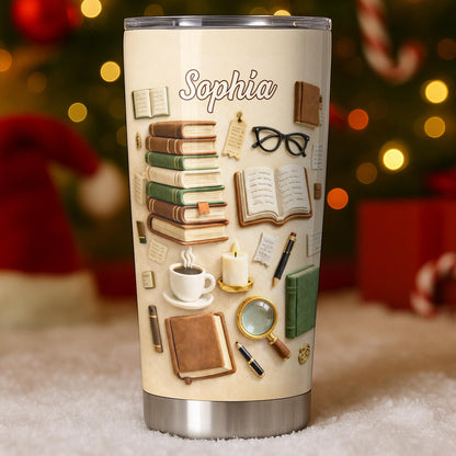 Just A Girl Who Loves Books And Coffee With Vintage Library Objects