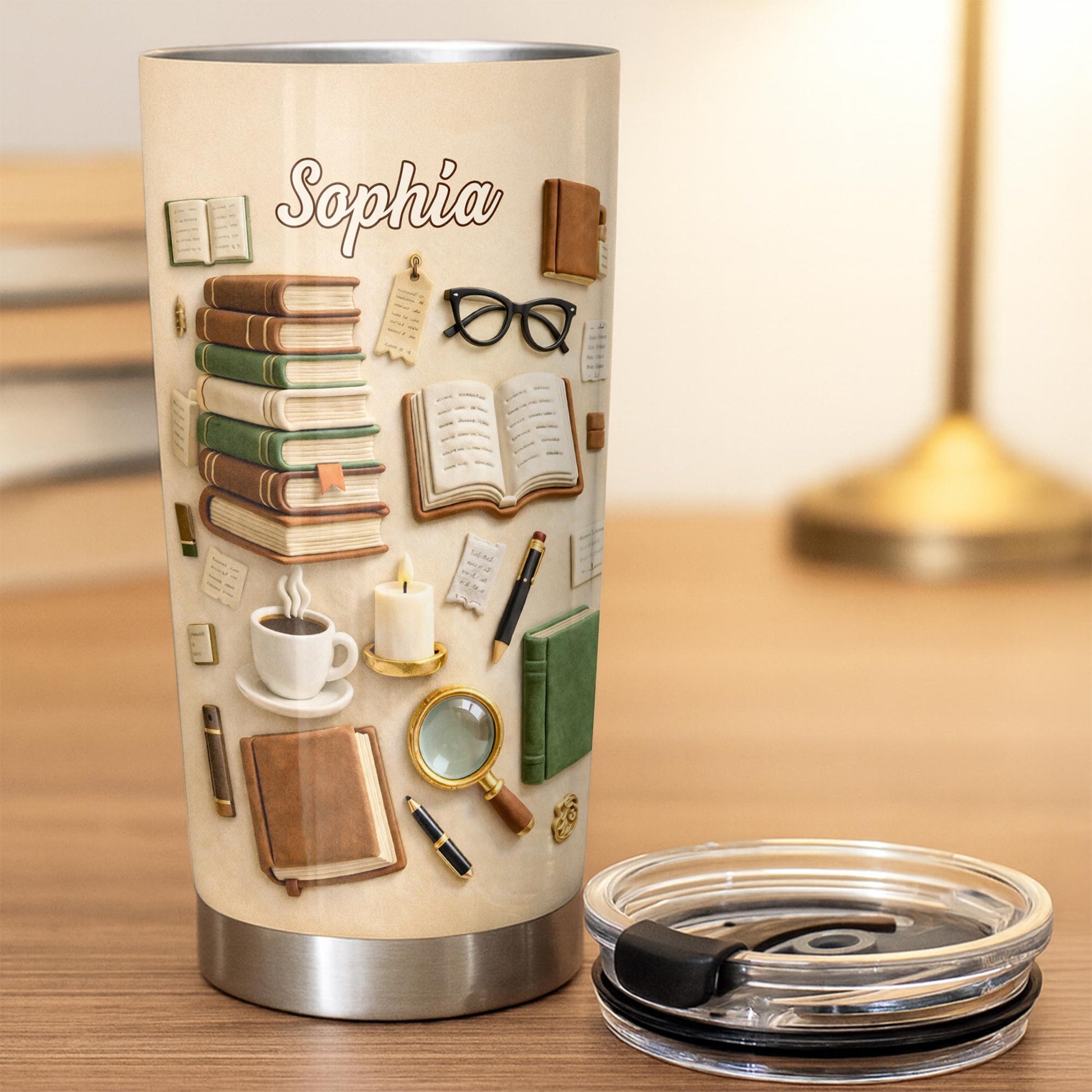 Just A Girl Who Loves Books And Coffee With Vintage Library Objects