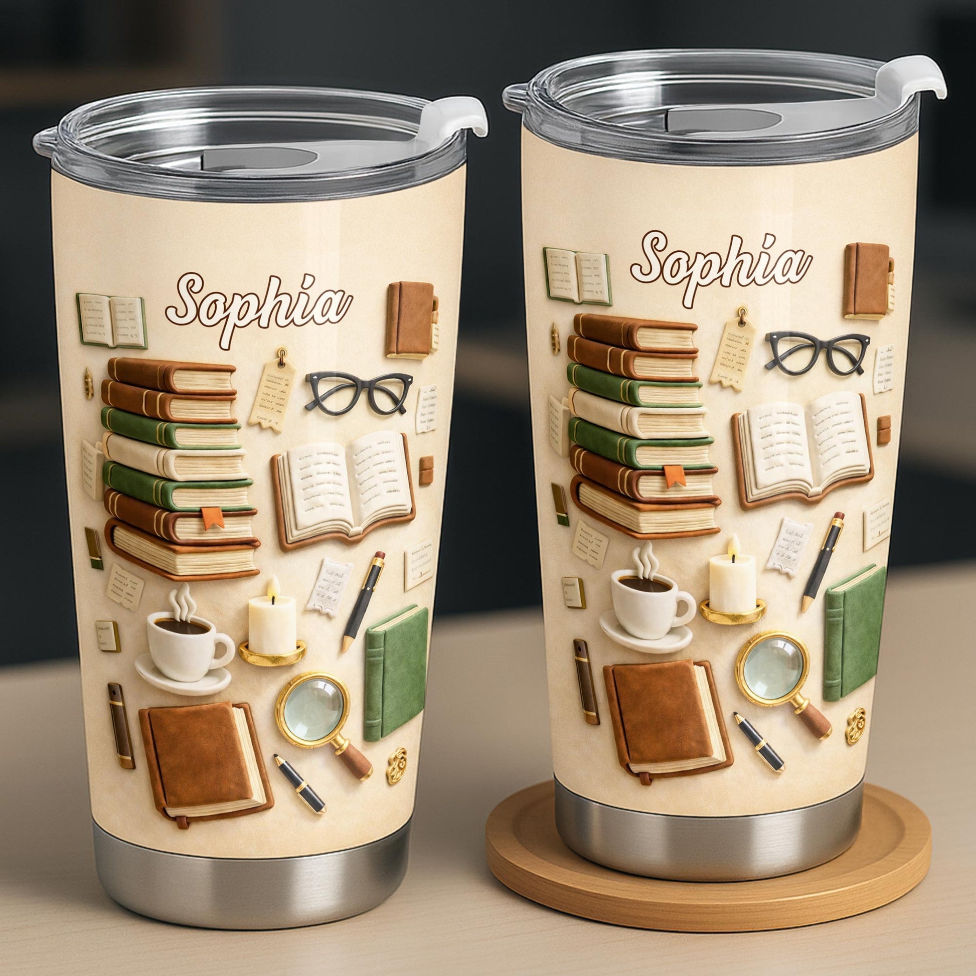 Just A Girl Who Loves Books And Coffee With Vintage Library Objects