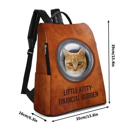 Custom Image - Little Kitty. Financial Burden - Personalized Leather BackPack - BP_CAT01
