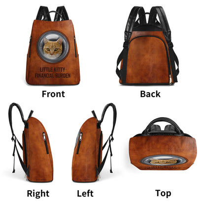 Custom Image - Little Kitty. Financial Burden - Personalized Leather BackPack - BP_CAT01