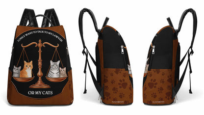 Mon avocat ou mes chats - Sac à dos en cuir personnalisé - BP_CAT02
