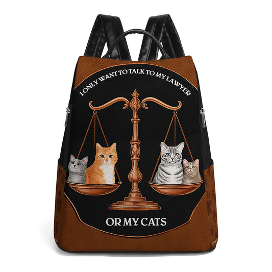 Mi abogado o mis gatos - Mochila de cuero personalizada - BP_CAT02