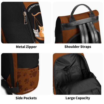Mon avocat ou mes chats - Sac à dos en cuir personnalisé - BP_CAT02