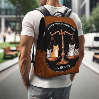Mon avocat ou mes chats - Sac à dos en cuir personnalisé - BP_CAT02