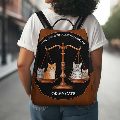 Mon avocat ou mes chats - Sac à dos en cuir personnalisé - BP_CAT02
