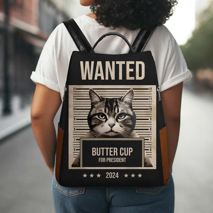 Wanted For President - Personalized Custom Leather BackPack - BP_CAT07
