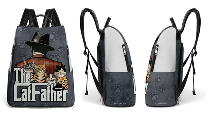 The Cat Father - Personalized Custom Leather BackPack - BP_CAT09