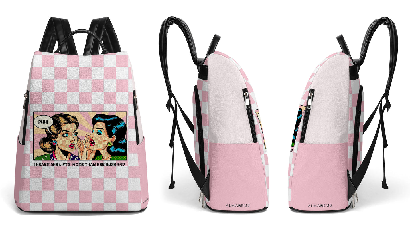 J'ai entendu dire qu'elle soulevait plus de poids que son mari - Sac à dos en cuir personnalisé - BP_FN03