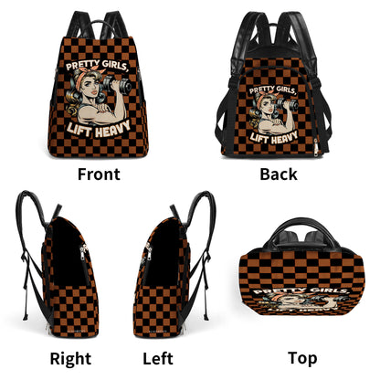 Pretty Girls Lift Heavy - Personalized Custom Leather BackPack - BP_FN05