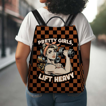 Pretty Girls Lift Heavy - Personalized Custom Leather BackPack - BP_FN05