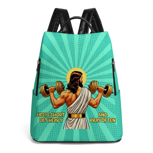 Life Is Short, Lift Heavy, And Pray Often - Personalized Custom Leather BackPack - BP_FN07