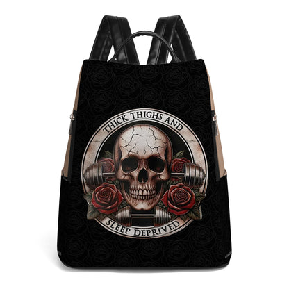 Thick Thighs And Sleep Deprived - Personalized Custom Leather BackPack - BP_FN11