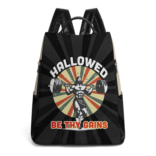 Hallowed Be Thy Gains - Personalized Custom Leather BackPack - BP_FN13