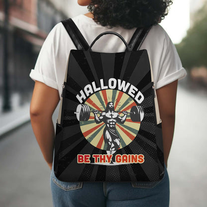 Hallowed Be Thy Gains - Personalized Custom Leather BackPack - BP_FN13