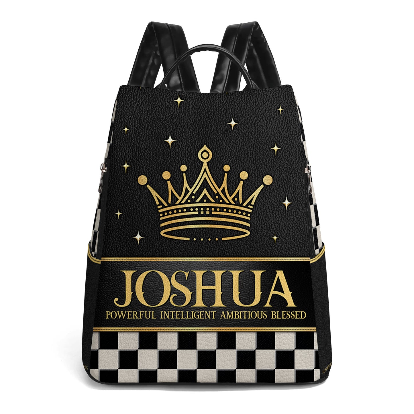 Mochila de cuero personalizada con diseño de cuadros escoceses - BP_K01